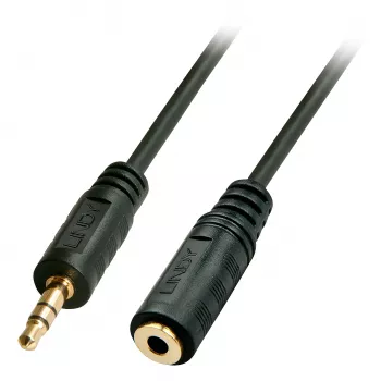 Lindy 2 m Premium Audio 3,5 mm -jatkokaapeli, 3,5 mm, uros, 3,5 mm, naaras, 2 m, musta