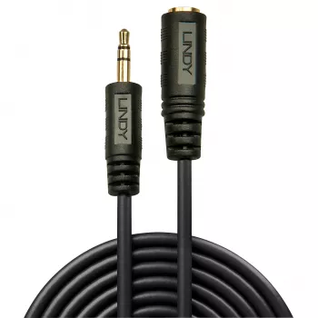 Lindy 2 m Premium Audio 3,5 mm -jatkokaapeli, 3,5 mm, uros, 3,5 mm, naaras, 2 m, musta
