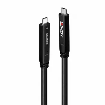 Lindy 15 m USB 3.2 Gen 2 & DP 1.4 Type C -hybridikaapeli, musta