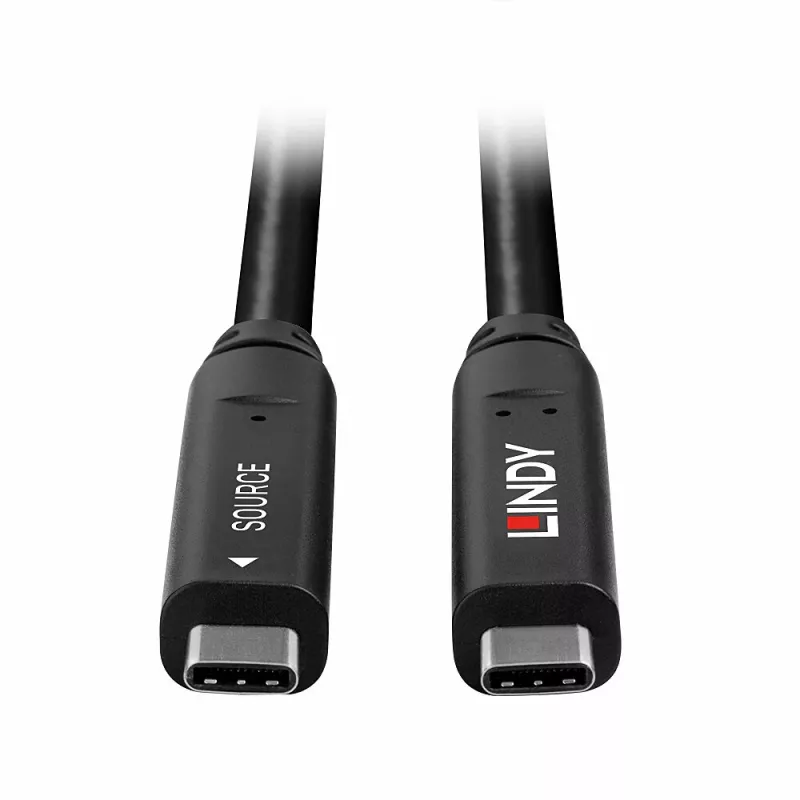 Lindy 15 m USB 3.2 Gen 2 & DP 1.4 Type C -hybridikaapeli, musta