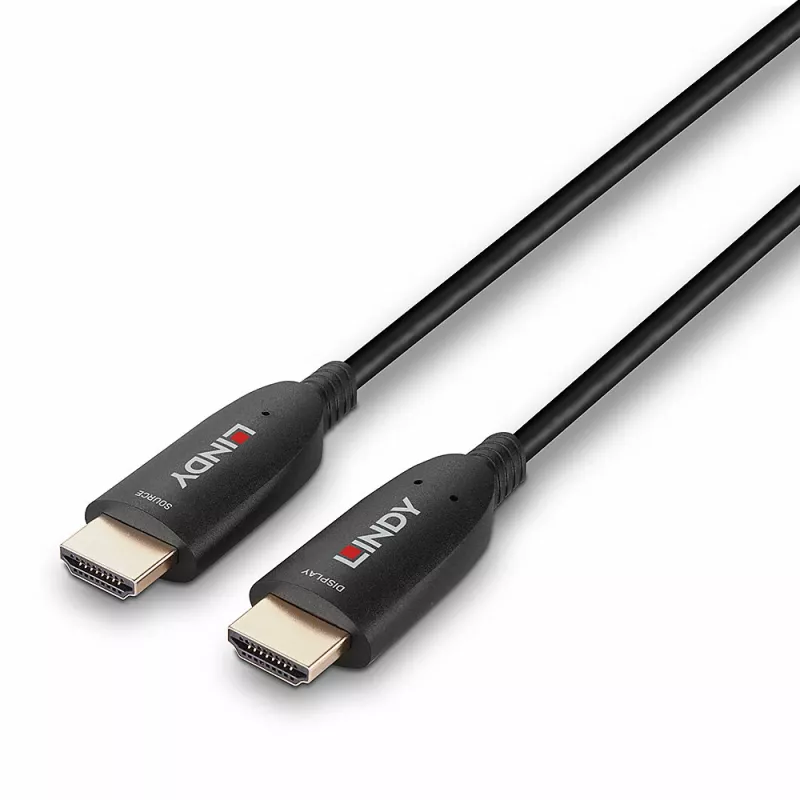 Lindy 60 m kuituhybridi-HDMI-8K60-kaapeli, 60 m, HDMI tyyppi A (Standard), HDMI tyyppi A (Standard), 48 Gbit/s, musta