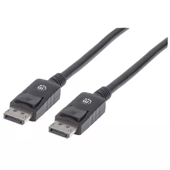 Manhattan DisplayPort 1.2 -kaapeli, 4K@60hz, 1 m, uros-uros, lukituksella, täysin suojattu, musta, elinikäinen takuu, vastaa DISPL1M