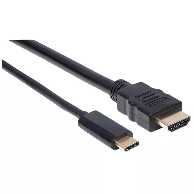 Manhattan USB-C - HDMI -kaapeli, 4K@30Hz, 2 m, musta, uros-uros, kolmen vuoden takuu