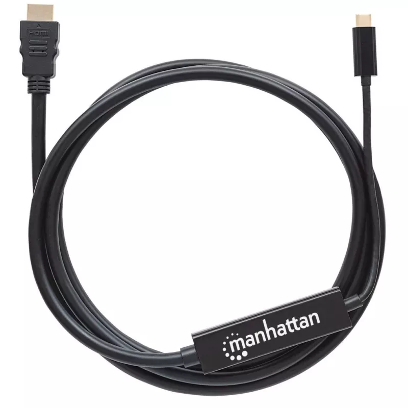 Manhattan USB-C - HDMI -kaapeli, 4K@30Hz, 2 m, musta, uros-uros, kolmen vuoden takuu