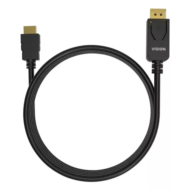 Videokaapeliadapteri VISION TC 2MDPHDMI8K/BL — 2 m DisplayPort - HDMI, 6 mm, musta