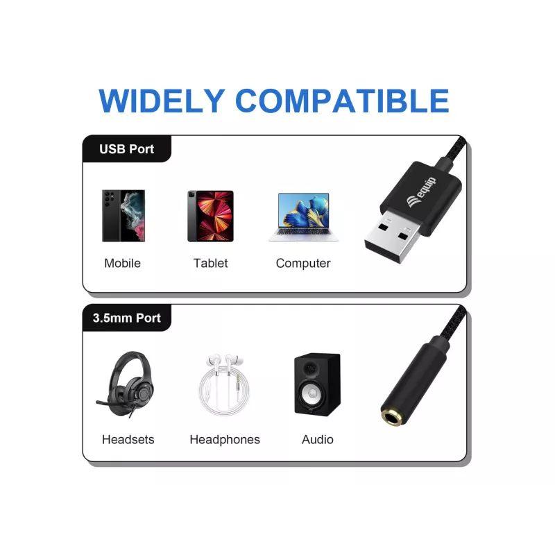 Equip 147945 audiokaapeli 0,15 m 3,5 mm USB Type-A musta