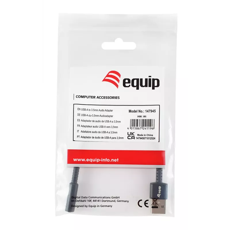 Equip 147945 audiokaapeli 0,15 m 3,5 mm USB Type-A musta