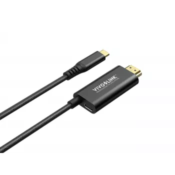 VivoLink USB-C–HDMI-kaapeli 100 W virransyötöllä, malli PROUSBCHDMIMM2-CHARGE