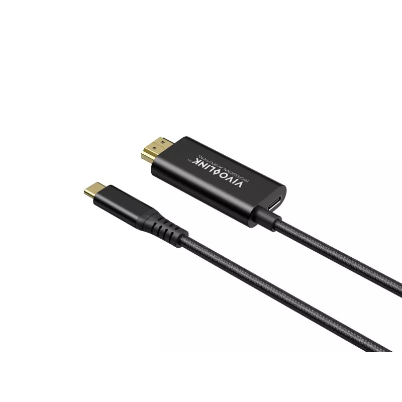 VivoLink USB-C–HDMI-kaapeli 100 W virransyötöllä, malli PROUSBCHDMIMM2-CHARGE