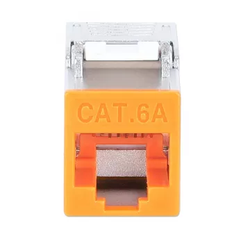 Intellinet Cat6a 10G suojattu työkaluton ohut Keystone Jack, oranssi