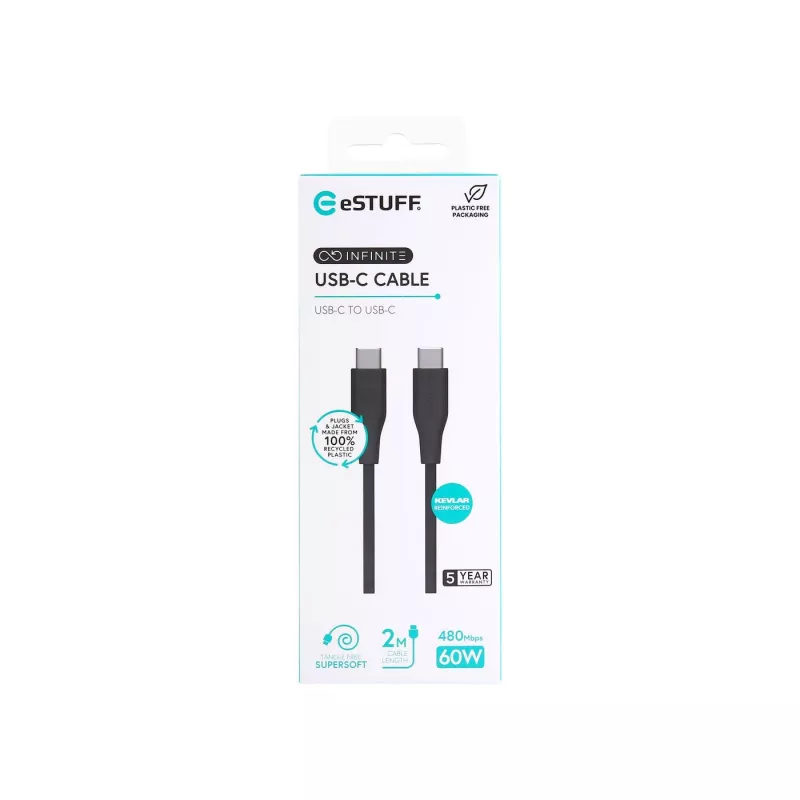 eSTUFF ES604280 USB-kaapeli USB 2.0 2 m USB C musta