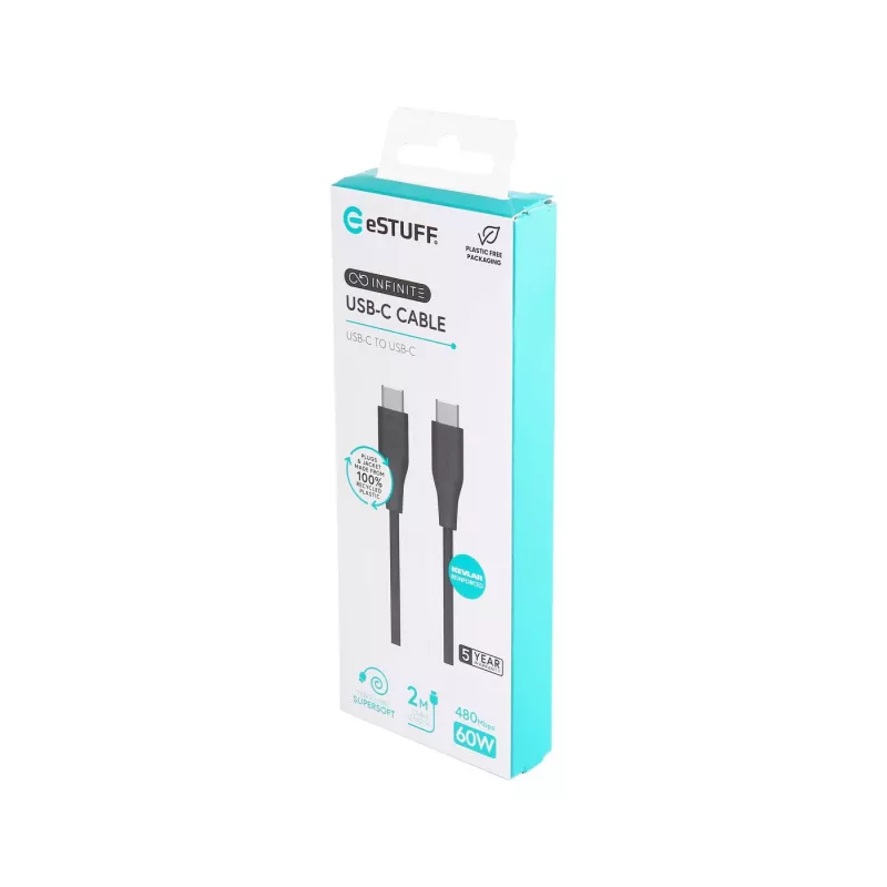 eSTUFF ES604280 USB-kaapeli USB 2.0 2 m USB C musta
