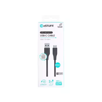 eSTUFF ES605280 USB-kaapeli USB 2.0 2 m USB-C USB-A musta