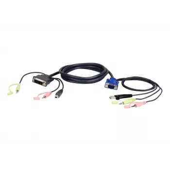 ATEN VGA USB - DVI 3m KVM -kaapeli musta, sininen, vihreä, pinkki