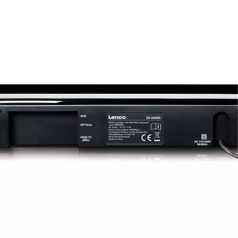 Soundbar-kaiutin Lenco SB-080BK musta 2.1 kanavaa 80 W