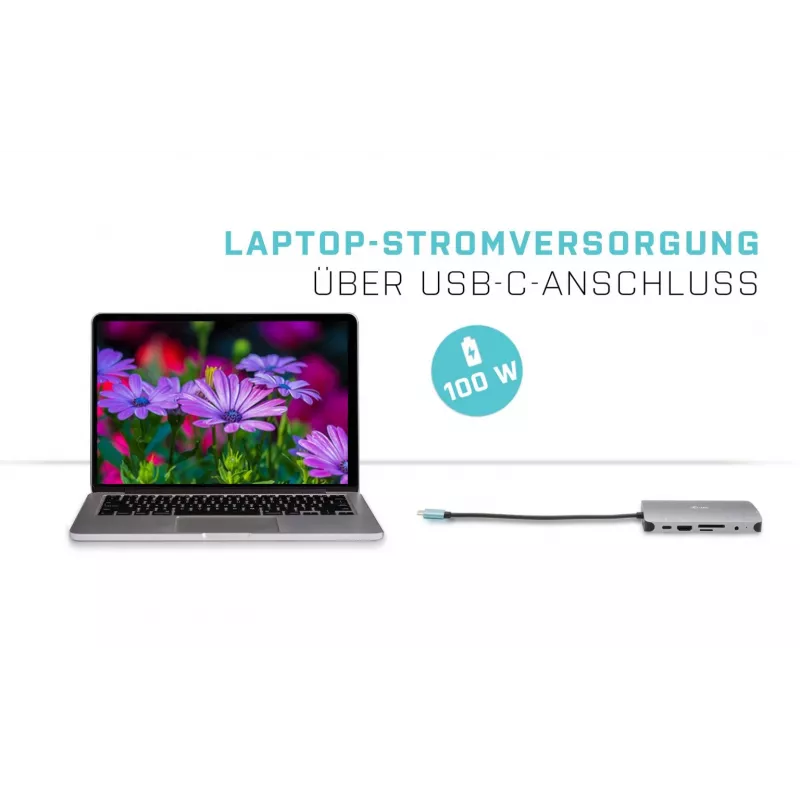 i-tec Metal USB-C Nano -telakka HDMI/VGA ja LAN + yleislaturi 77 W