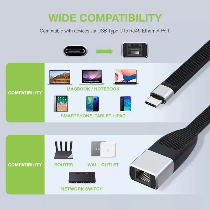 Techly ICOC USBC-RJ45 verkkokaapeli musta 0,144 m