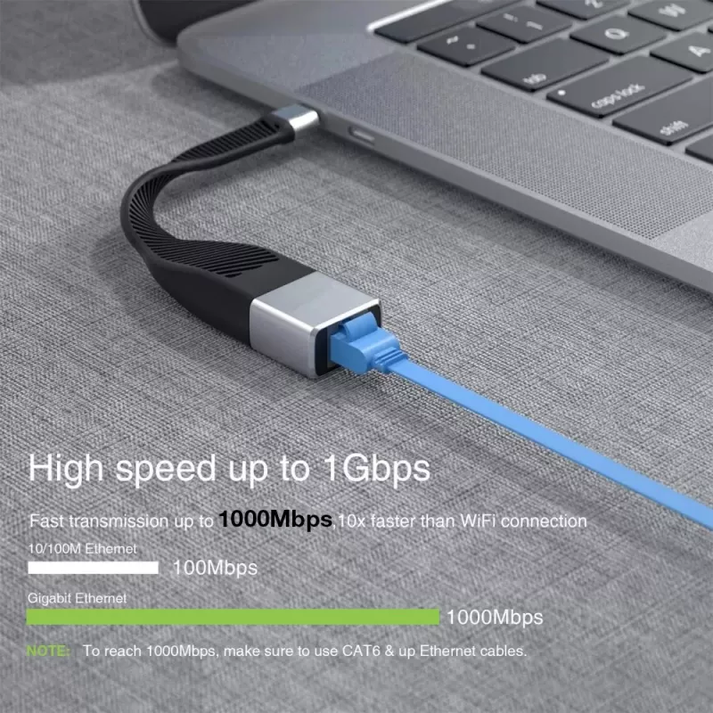 Techly ICOC USBC-RJ45 verkkokaapeli musta 0,144 m