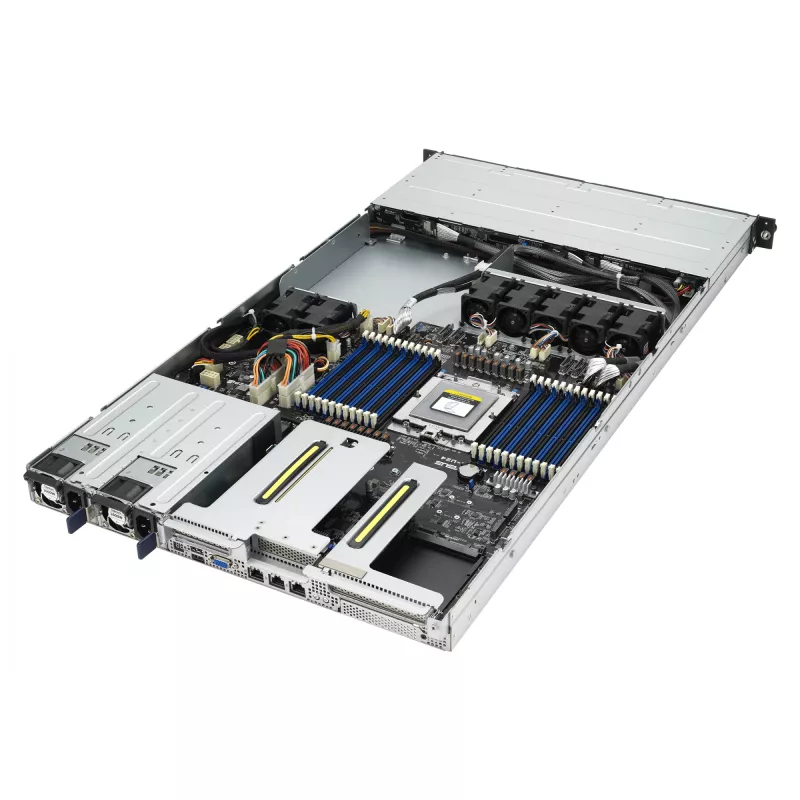ASUS RS500A-E12-RS4U Socket SP5 teline (1U) musta, hopea