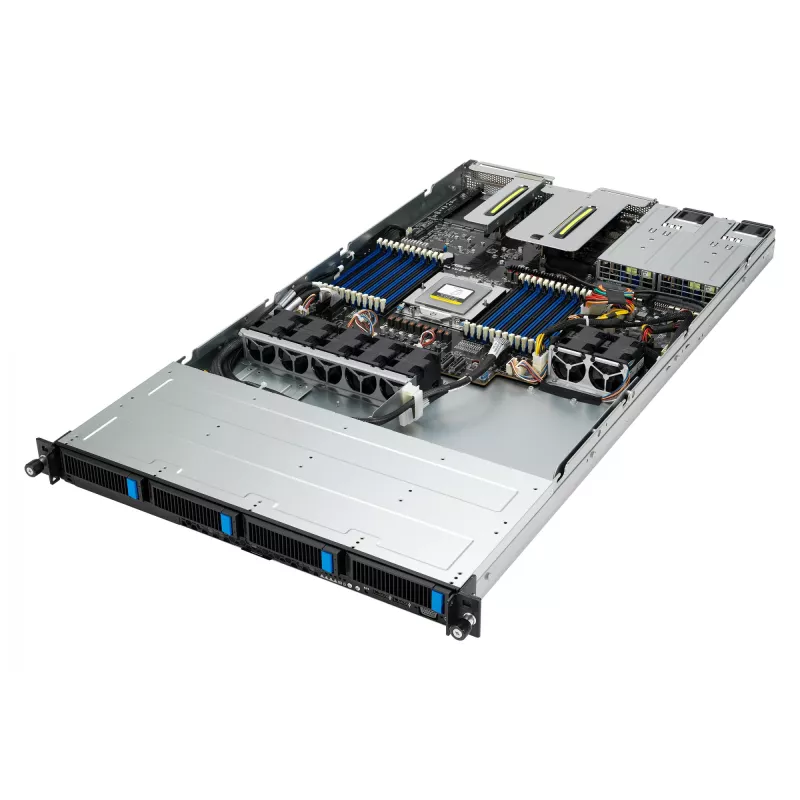 ASUS RS500A-E12-RS4U Socket SP5 teline (1U) musta, hopea