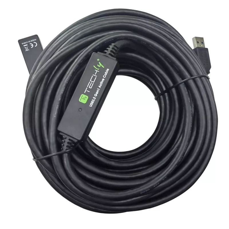 Techly ICUR30200G USB-kaapeli USB 3.2 Gen 1 (3.1 Gen 1) 20 m USB A musta