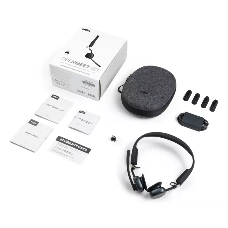 SHOKZ OpenMeet UC langaton Bluetooth-luujohto videoneuvottelukuulokemikrofoni USB-C-sovittimella