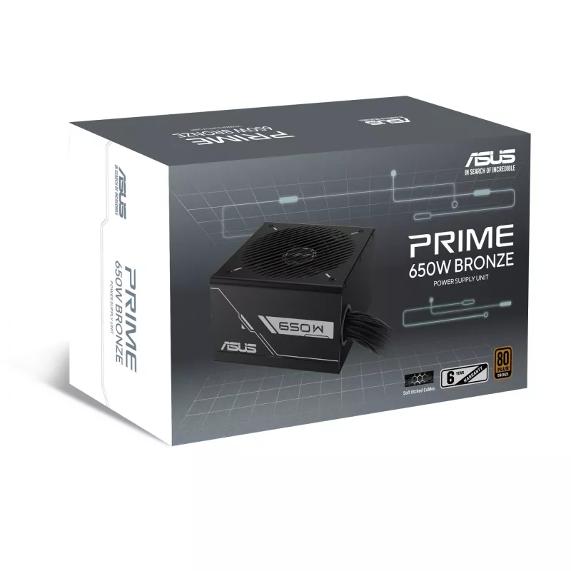 Virtalähde ASUS Prime 650W ATX 20+4-Pin, 80 PLUS Bronze, musta, 13,5 cm:n tuuletin