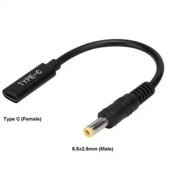 CoreParts MBXUSBC-CO0005 kaapeliadapteri USB C 5,5*2,5 mm musta
