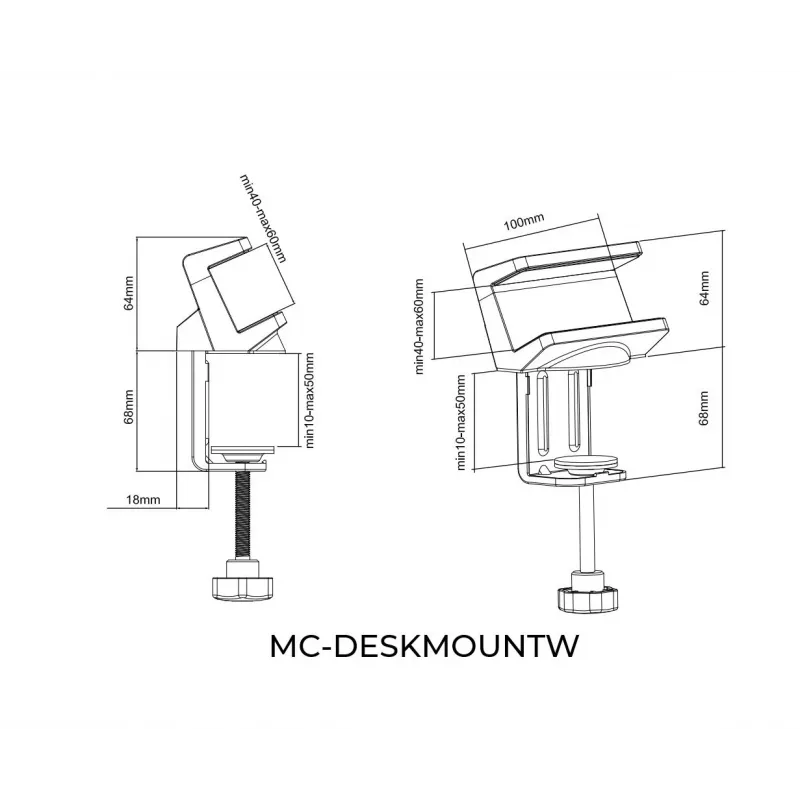 MicroConnect MC-DESKMOUNTW pöytäkiinnike pistorasialistoille