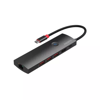 MicroConnect USB3.2CCOM20 USB-C - HDMI Mini-telakka, 4K 60Hz, RJ45, 3x USB-A