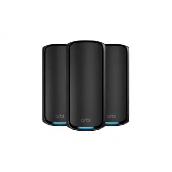 NETGEAR Orbi 970 Series Quad-Band WiFi 7, 3-pakkaus Quad-band (2.4 GHz / 5 GHz-1 / 5 GHz-2 / 6 GHz) Wi-Fi 6 (802.11ax) musta sisäinen