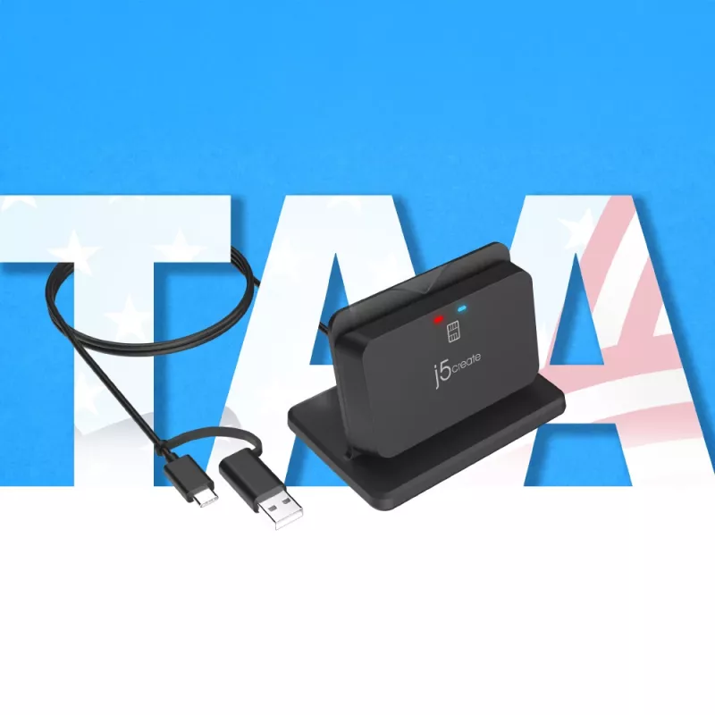 j5create JUR261 USB™ Smart Card / CAC -lukijan teline, USB Type-A/USB Type-C, musta, 95 g