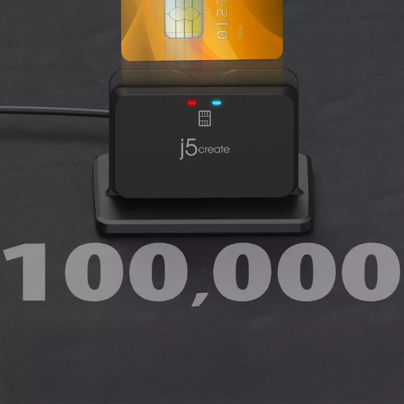 j5create JUR261 USB™ Smart Card / CAC -lukijan teline, USB Type-A/USB Type-C, musta, 95 g