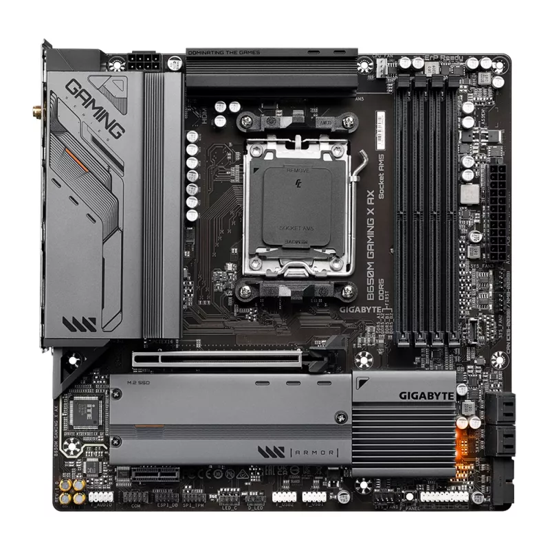 Emolevy GIGABYTE B650M GAMING X AX — AMD B650, Socket AM5, Micro ATX, DDR5, 4 DIMM, 2x M.2, Wi‑Fi 6E, 2.5GbE