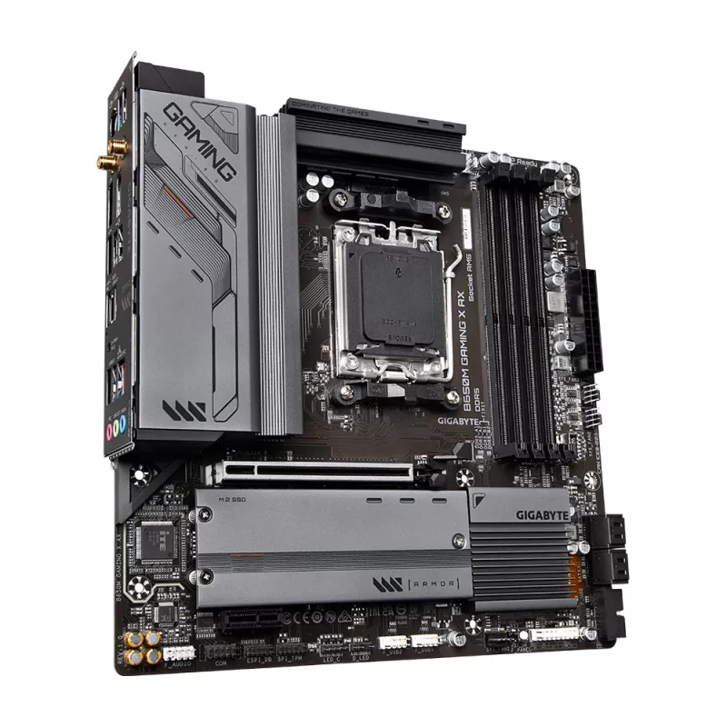 Emolevy GIGABYTE B650M GAMING X AX — AMD B650, Socket AM5, Micro ATX, DDR5, 4 DIMM, 2x M.2, Wi‑Fi 6E, 2.5GbE