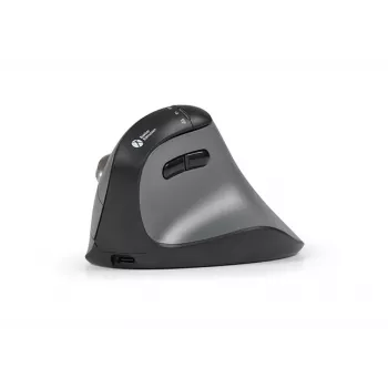 BakkerElkhuizen FastForward Pro hiiri, oikeakätinen, pystysuunnittelu, optinen, RF Wireless + Bluetooth + USB Type-C, 5000 DPI, musta, harmaa