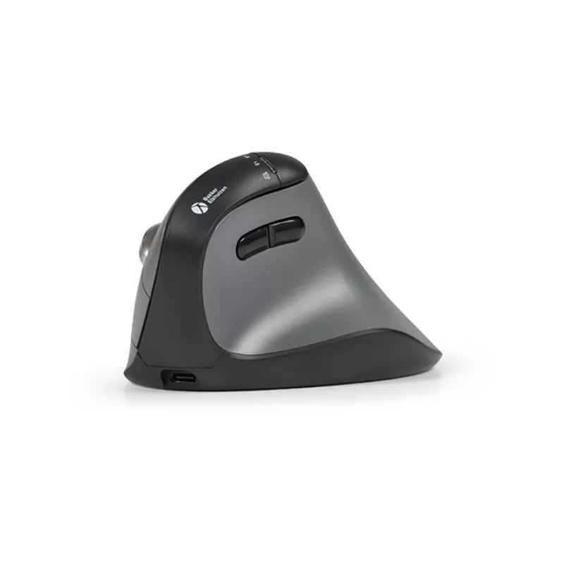 BakkerElkhuizen FastForward Pro hiiri, oikeakätinen, pystysuunnittelu, optinen, RF Wireless + Bluetooth + USB Type-C, 5000 DPI, musta, harmaa