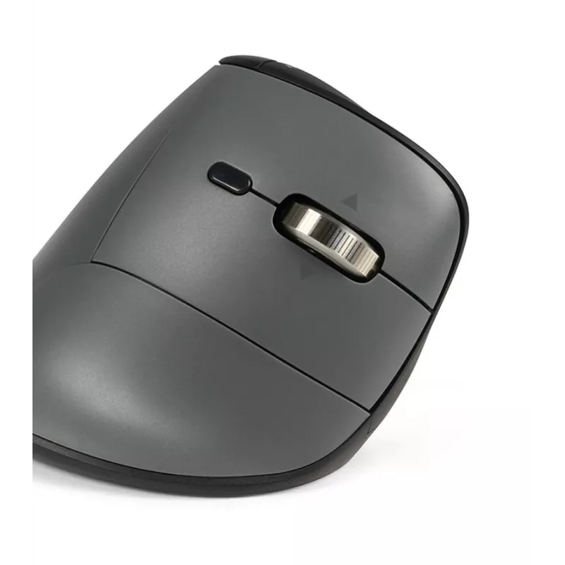BakkerElkhuizen FastForward Pro hiiri, oikeakätinen, pystysuunnittelu, optinen, RF Wireless + Bluetooth + USB Type-C, 5000 DPI, musta, harmaa