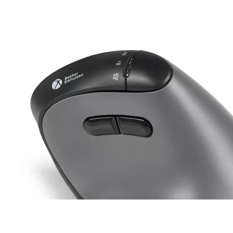 BakkerElkhuizen FastForward Pro hiiri, oikeakätinen, pystysuunnittelu, optinen, RF Wireless + Bluetooth + USB Type-C, 5000 DPI, musta, harmaa