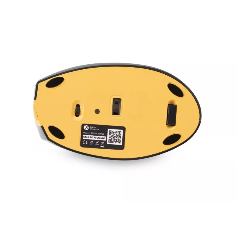 BakkerElkhuizen Handshake hiiri vasen, vasenkätinen, pystysuunnittelu, optinen, RF langaton + Bluetooth + USB Type-C, 6400 DPI, musta, harmaa