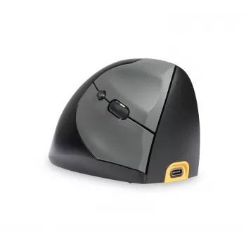 BakkerElkhuizen Handshake hiiri oikea, oikeakätinen, pystysuunnittelu, optinen, RF langaton + Bluetooth + USB Type-C, 6400 DPI, musta, harmaa