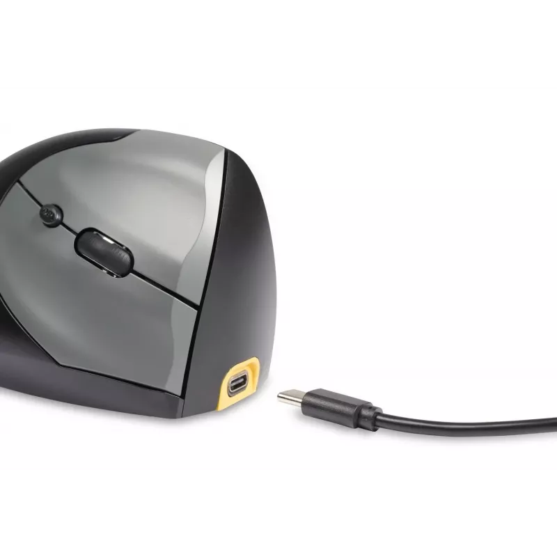 BakkerElkhuizen Handshake hiiri oikea, oikeakätinen, pystysuunnittelu, optinen, RF langaton + Bluetooth + USB Type-C, 6400 DPI, musta, harmaa
