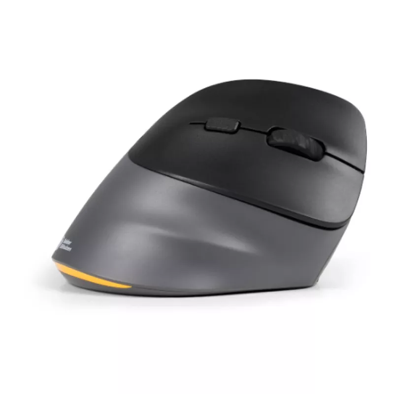 BakkerElkhuizen PRF Pro hiiri oikea, oikeakätinen, pystysuunnittelu, optinen, RF langaton + Bluetooth + USB Type-C, 2400 DPI, musta, harmaa
