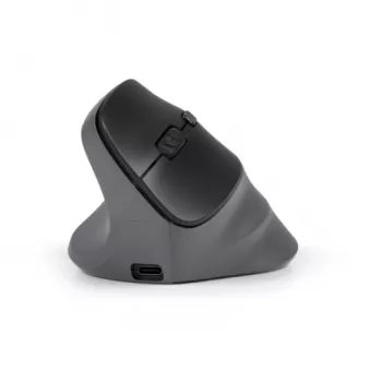 BakkerElkhuizen PRF Pro hiiri vasen, vasenkätinen, pystysuunnittelu, optinen, RF langaton + Bluetooth + USB Type-C, 2400 DPI, musta, harmaa