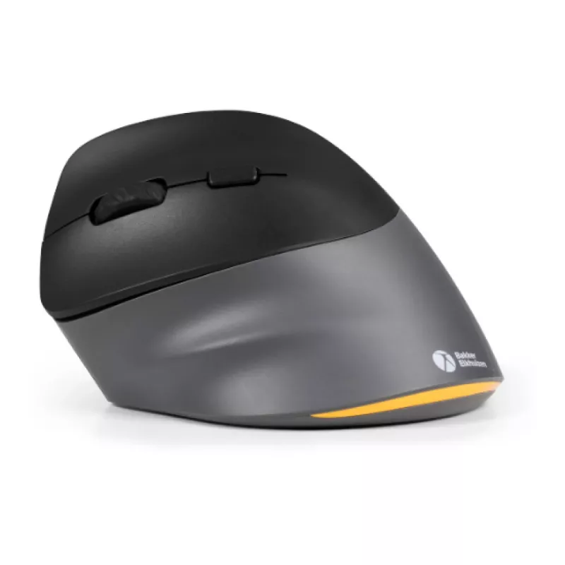 BakkerElkhuizen PRF Pro hiiri vasen, vasenkätinen, pystysuunnittelu, optinen, RF langaton + Bluetooth + USB Type-C, 2400 DPI, musta, harmaa