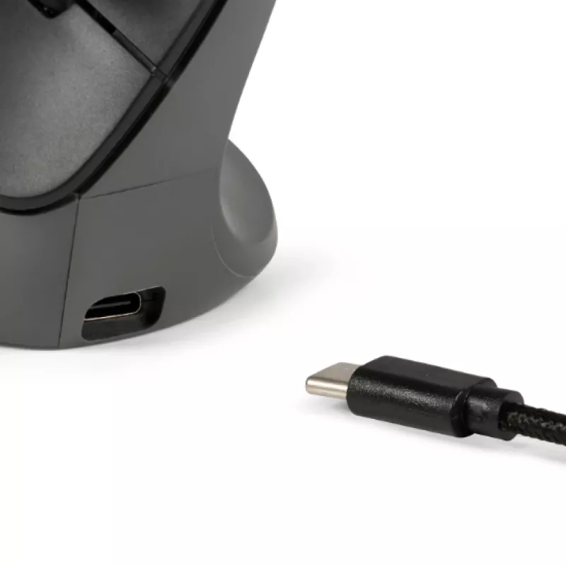 BakkerElkhuizen PRF Pro hiiri vasen, vasenkätinen, pystysuunnittelu, optinen, RF langaton + Bluetooth + USB Type-C, 2400 DPI, musta, harmaa
