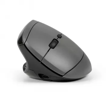 BakkerElkhuizen MidWay hiiri vasen, vasenkätinen, pystysuunnittelu, optinen, RF langaton + Bluetooth + USB Type-C, 2400 DPI, harmaa, musta