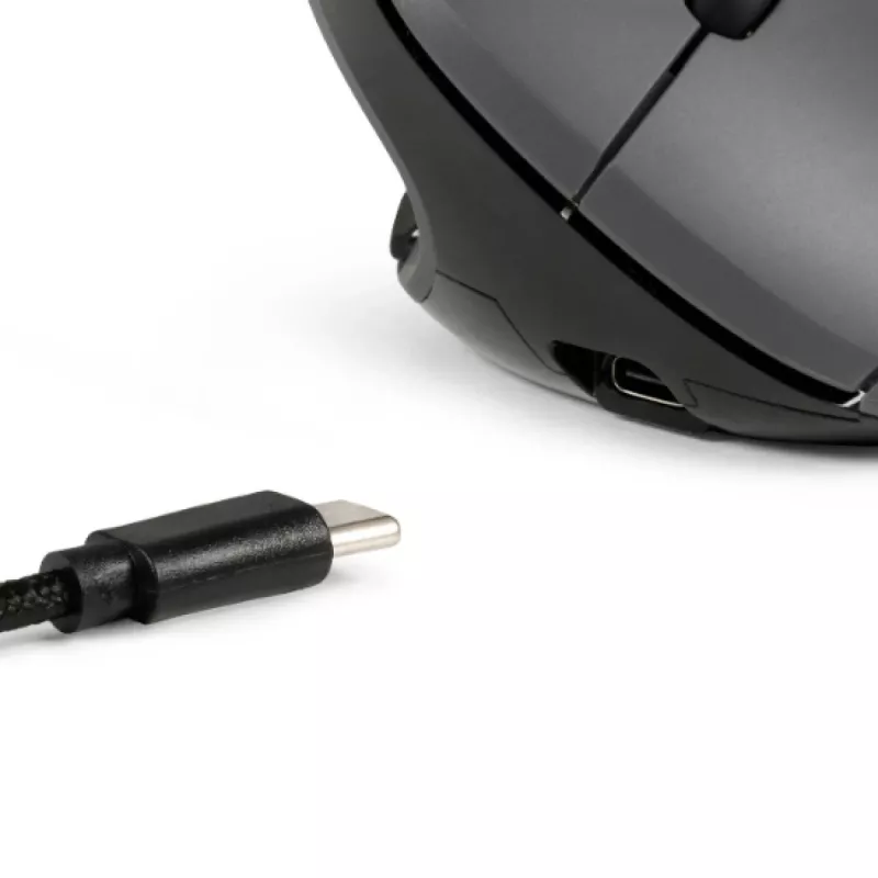 BakkerElkhuizen MidWay hiiri vasen, vasenkätinen, pystysuunnittelu, optinen, RF langaton + Bluetooth + USB Type-C, 2400 DPI, harmaa, musta