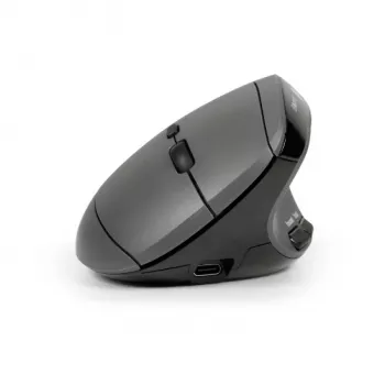 BakkerElkhuizen MidWay hiiri oikea, oikeakätinen, pystysuunnittelu, optinen, RF langaton + Bluetooth + USB Type-C, 2400 DPI, harmaa, musta