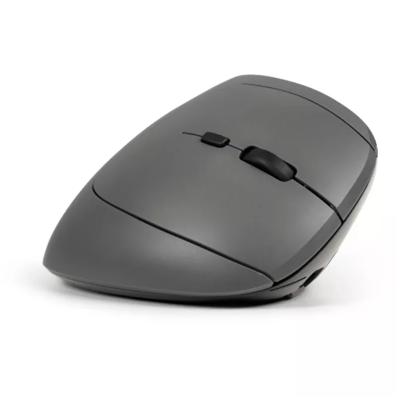 BakkerElkhuizen MidWay hiiri oikea, oikeakätinen, pystysuunnittelu, optinen, RF langaton + Bluetooth + USB Type-C, 2400 DPI, harmaa, musta